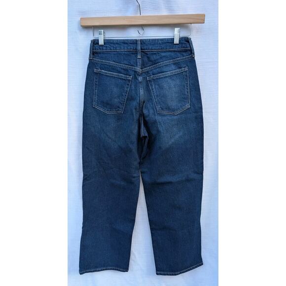 Free Assembly Womens Super High Rise Wide Leg Crop Jeans Sz 4 Straight Dark Wash - Picture 5 of 8